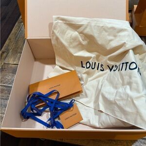 Louis Vuitton Cream Dust Bag with Blue Ribbon